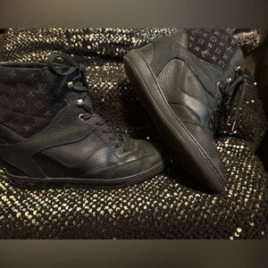 Louis Vuitton Black High-Top Monogram Sneakers